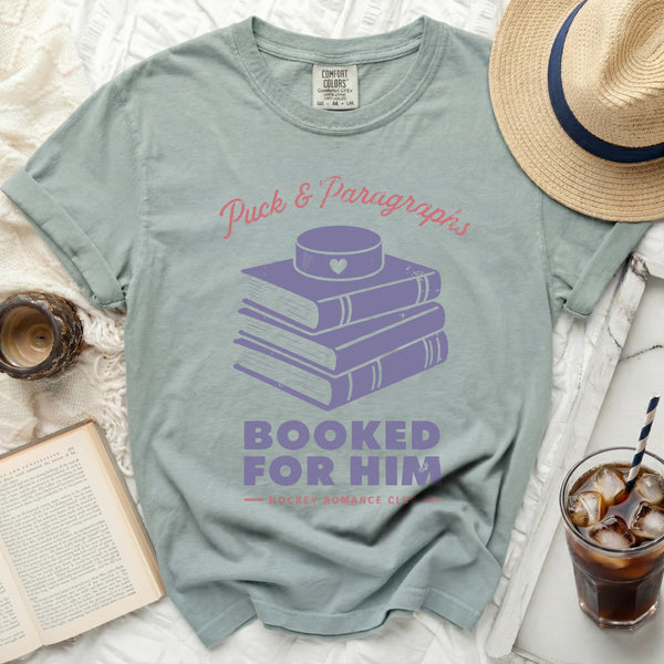 Puck & Paragraphs Hockey Romance Tee in Bay