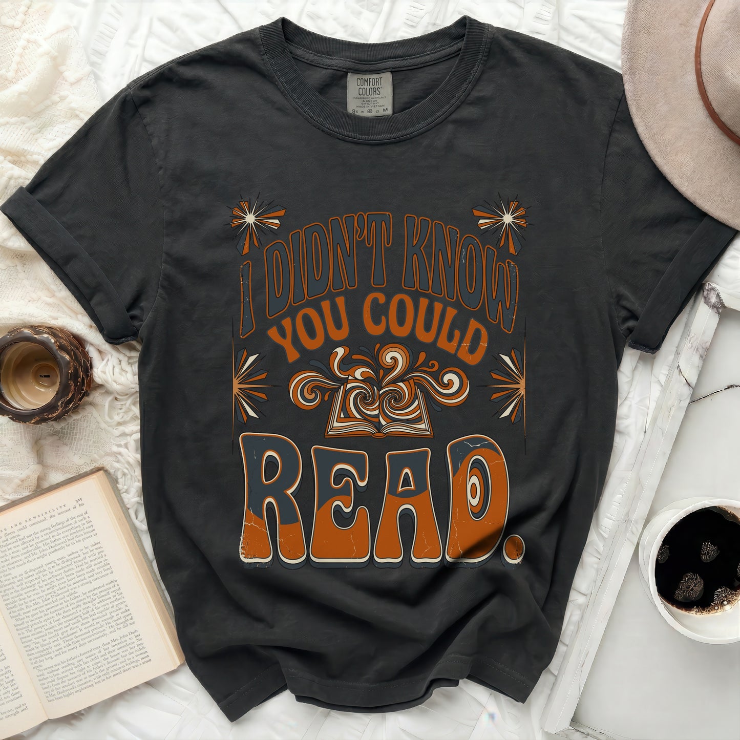 "I Didn't Know You Could Read" text with open book graphic.