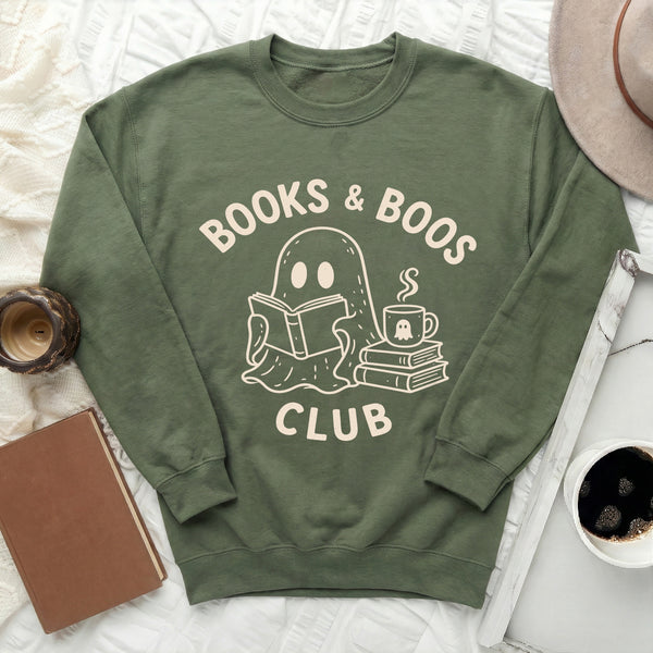 Books & Boos Club Sweatshirt in Military Green