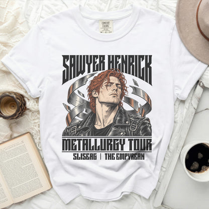 Sawyer Henrick Metallurgy Tour graphic tee with distressed artwork.
