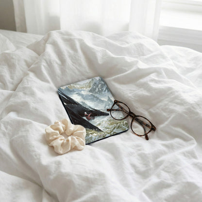 Epic fantasy dragon snowy peaks person art device product type