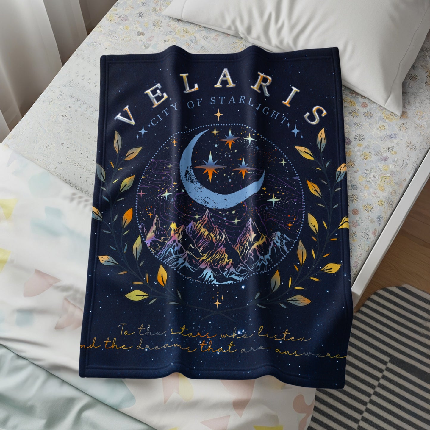 Velaris City of Starlight Moon Night Sky Blanket