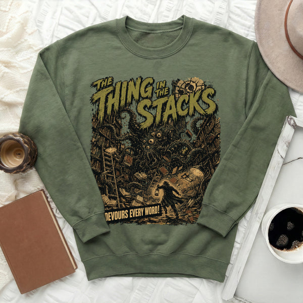 Thing In The Stacks Sweatshirt in Military Green