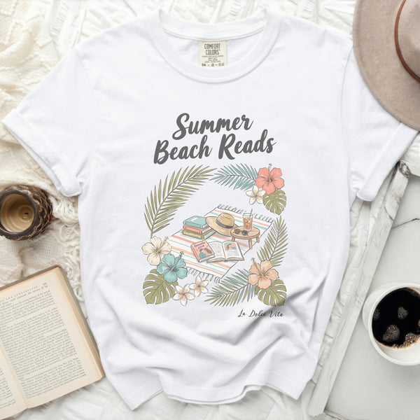 Summer Beach Reads Tropical Tee in White