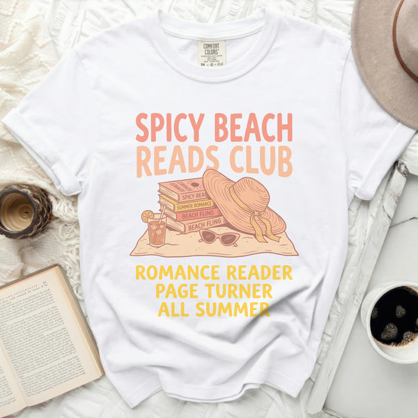 Spicy Beach Reads Club Summer Tee in White