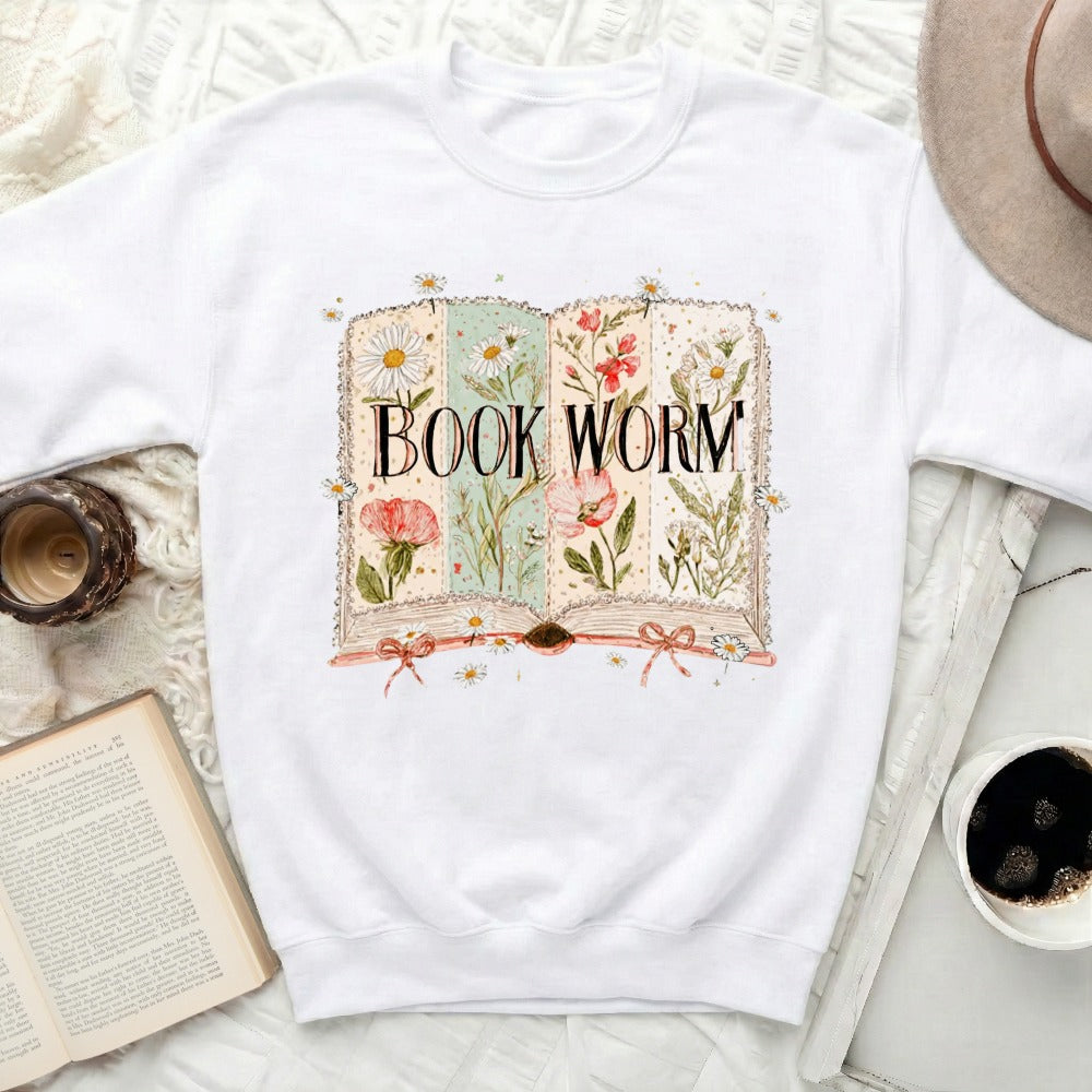 Floral Book Worm Sweatshirt