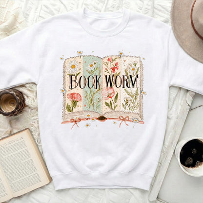 Floral Book Worm Sweatshirt