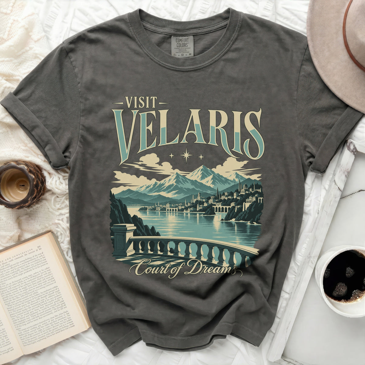 Visit Velaris Court of Dream graphic t-shirt.