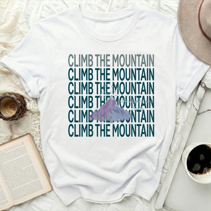 Climb The Mountain Graphic Tee Adventure Inspirational Product type

climb the mountain, mountain graphic, adventure shirt, inspirational quote, outdoor lifestyle, hiking apparel, nature lover, graphic tee, white t-shirt, exploration gear, summit quest, landscape design, travel souvenir, casual top, unique design, mountain peak, wilderness theme, positive message, motivation shirt, gift for adventurer