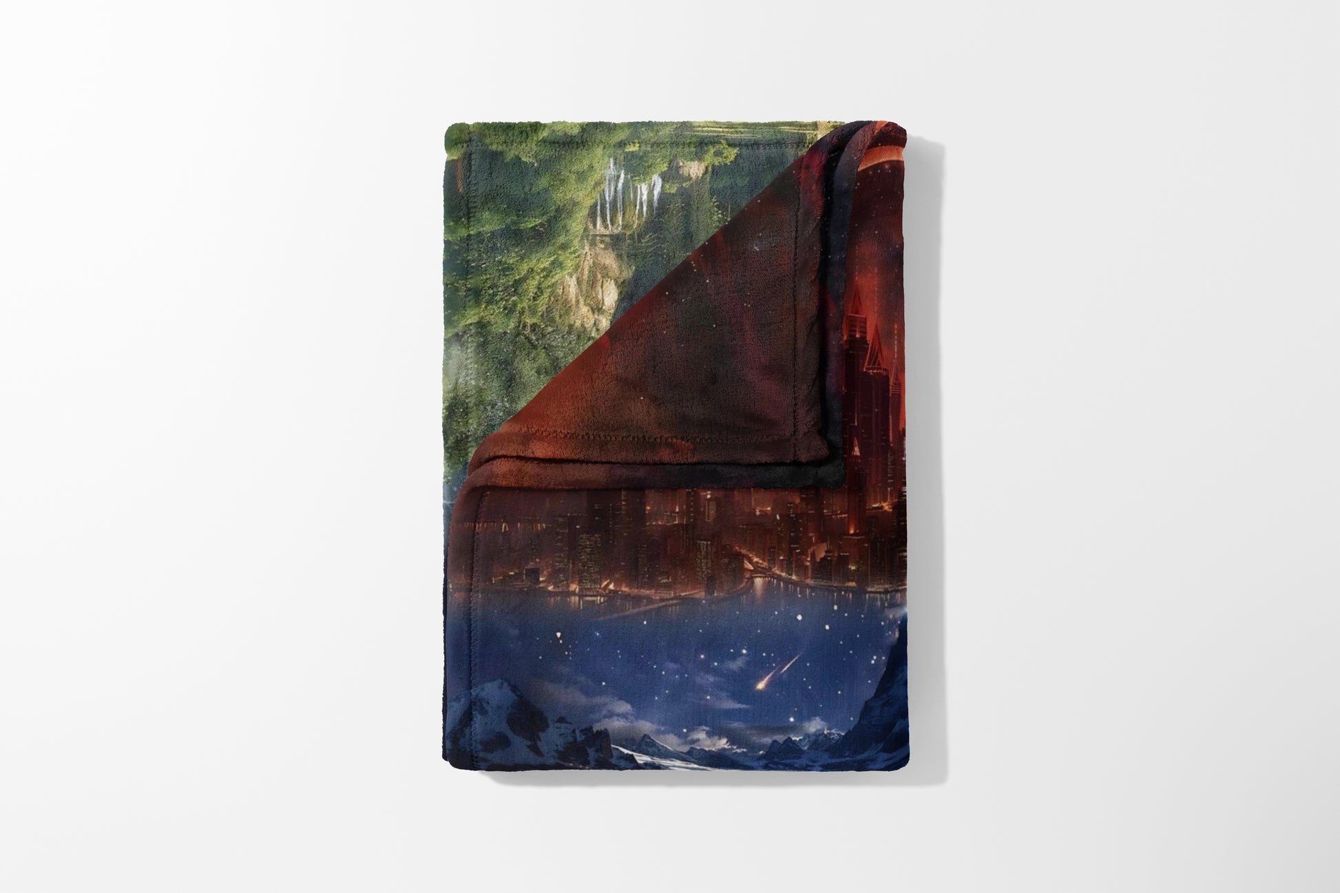 Fantasy Landscape Artwork on Folded Blanket