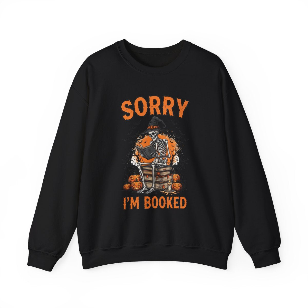 Sorry I am Booked Halloween Skeleton Reading Sweatshirt - MagicMerchEmporium