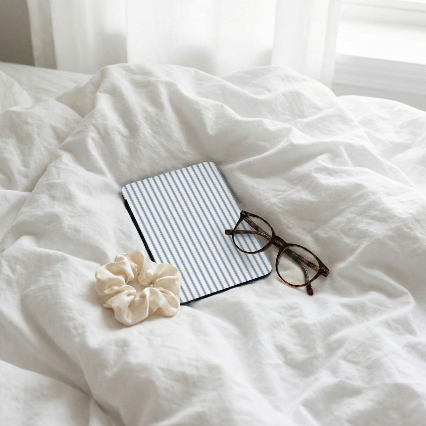 Blue and White Striped Tablet Cover Protection Sleeve