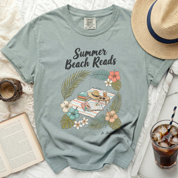 Summer Beach Reads Tropical Tee in Bay