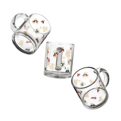 Clear Glass Mug with Adorable Bear and Star Pattern