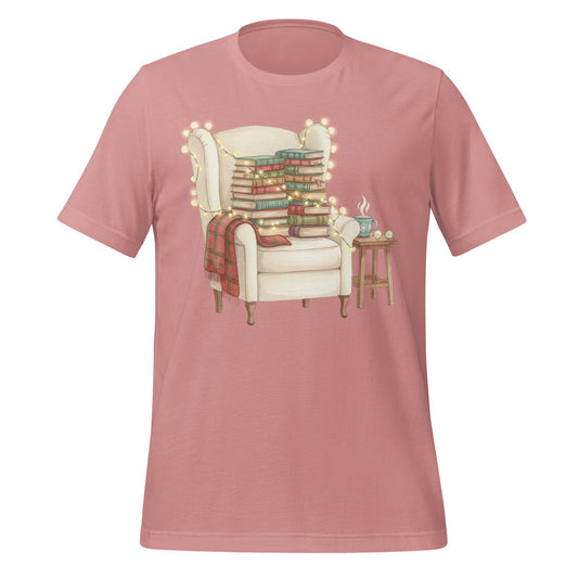 Cozy Reading Nook with Stacked Books and Chair shirt