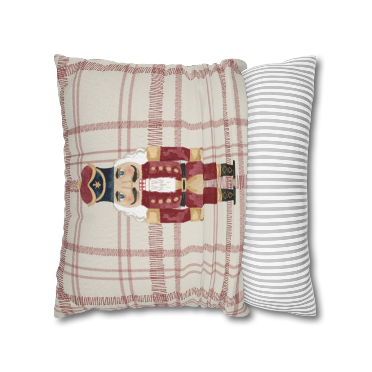 Festive Nutcracker Plaid Design Pillow for Holiday Decor