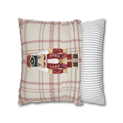 Festive Nutcracker Plaid Design Pillow for Holiday Decor