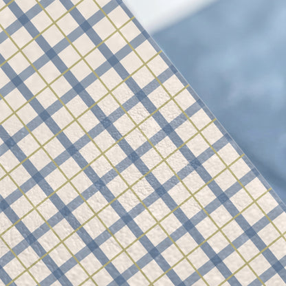 Blue and White Checkered and Lattice Design Paper