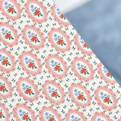 Floral Oval Pattern Design With Red And Blue Flowers product