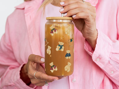 Adorable Teddy Bear Design Glass Jar with Lid