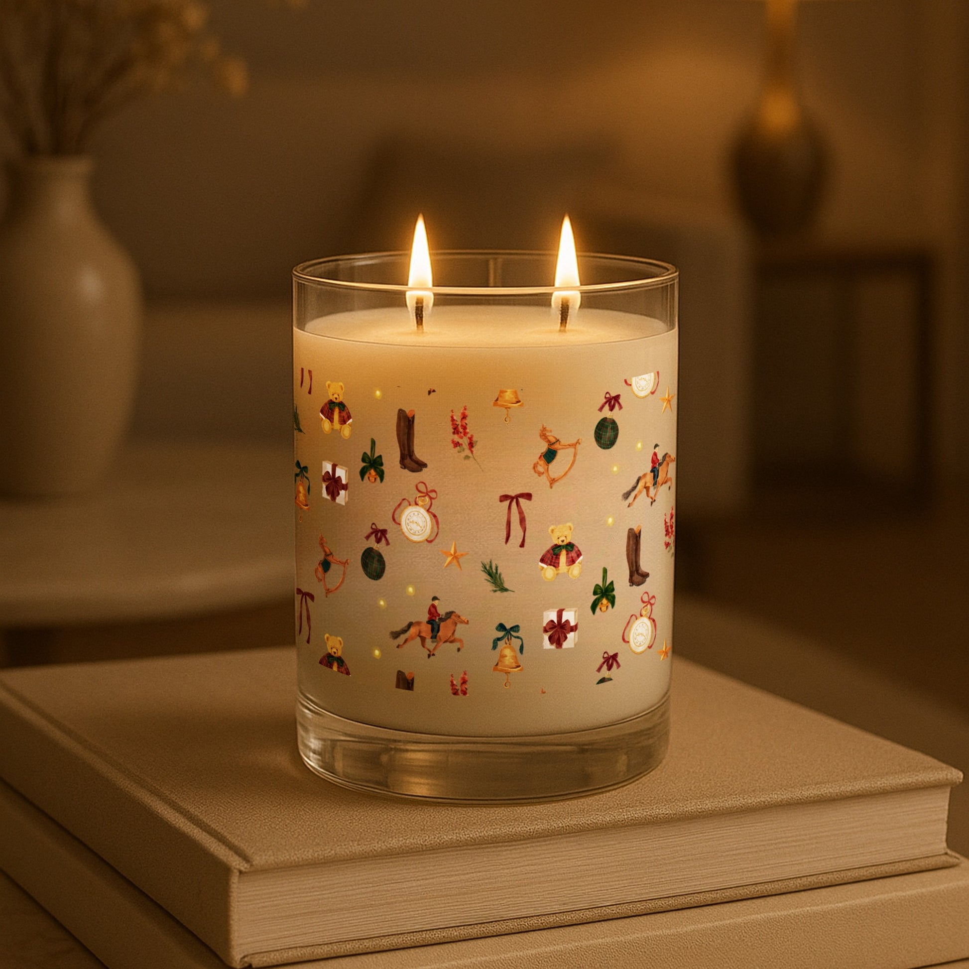 Festive Christmas Themed Two-Wick Decorative Candle