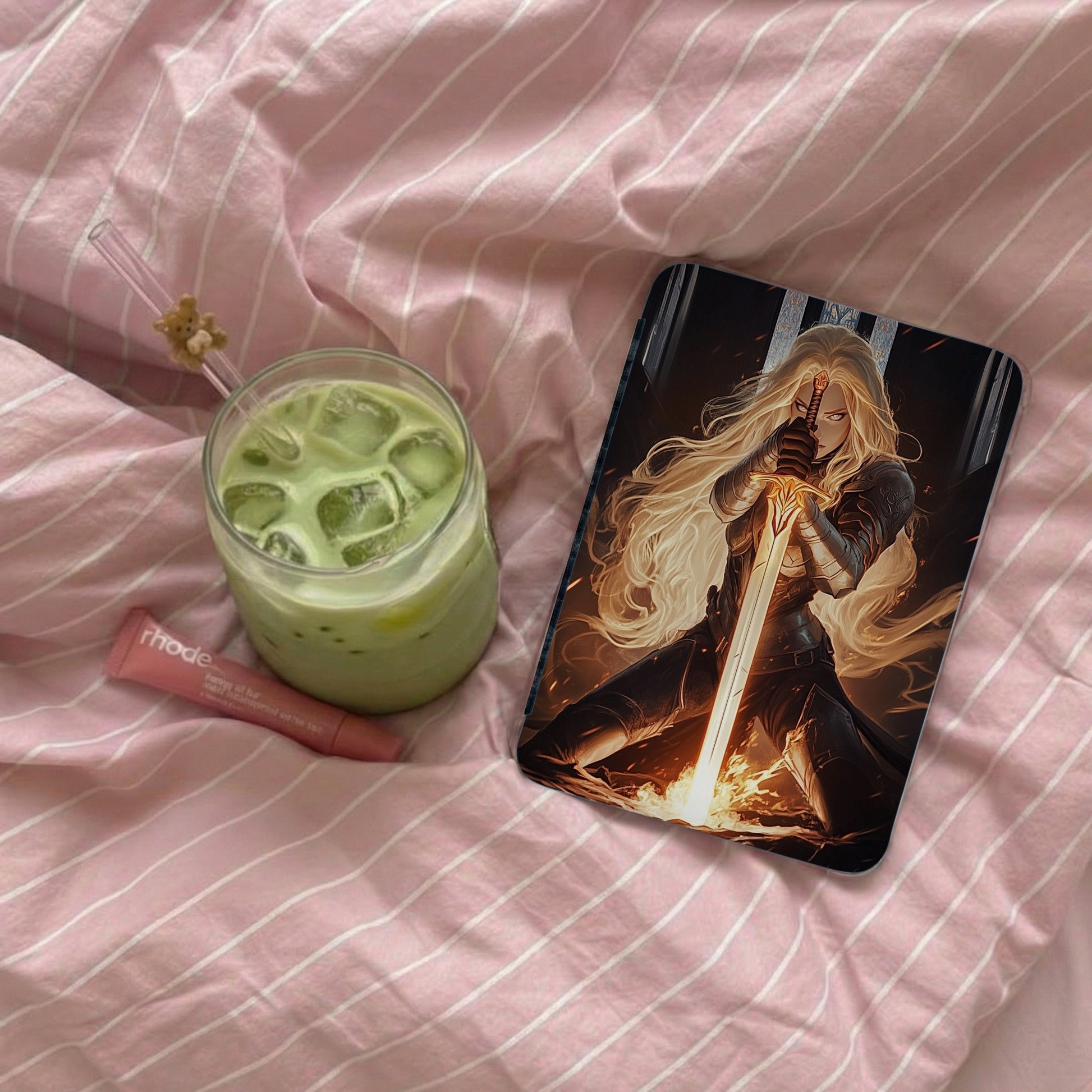 Blonde Warrior Glowing Sword Fierce Heroine Design product type