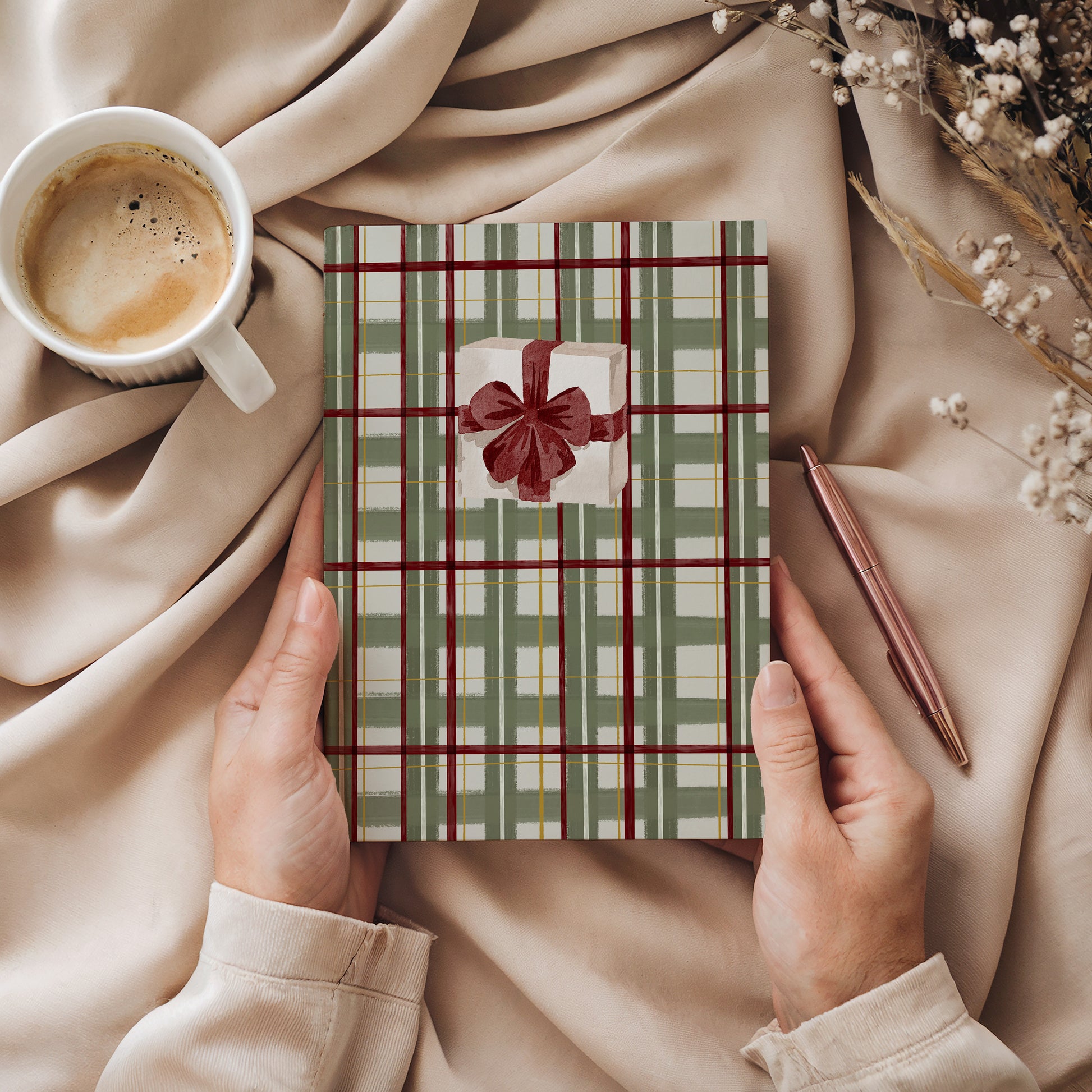 Stylish Plaid Notebook with Unique Clover Design