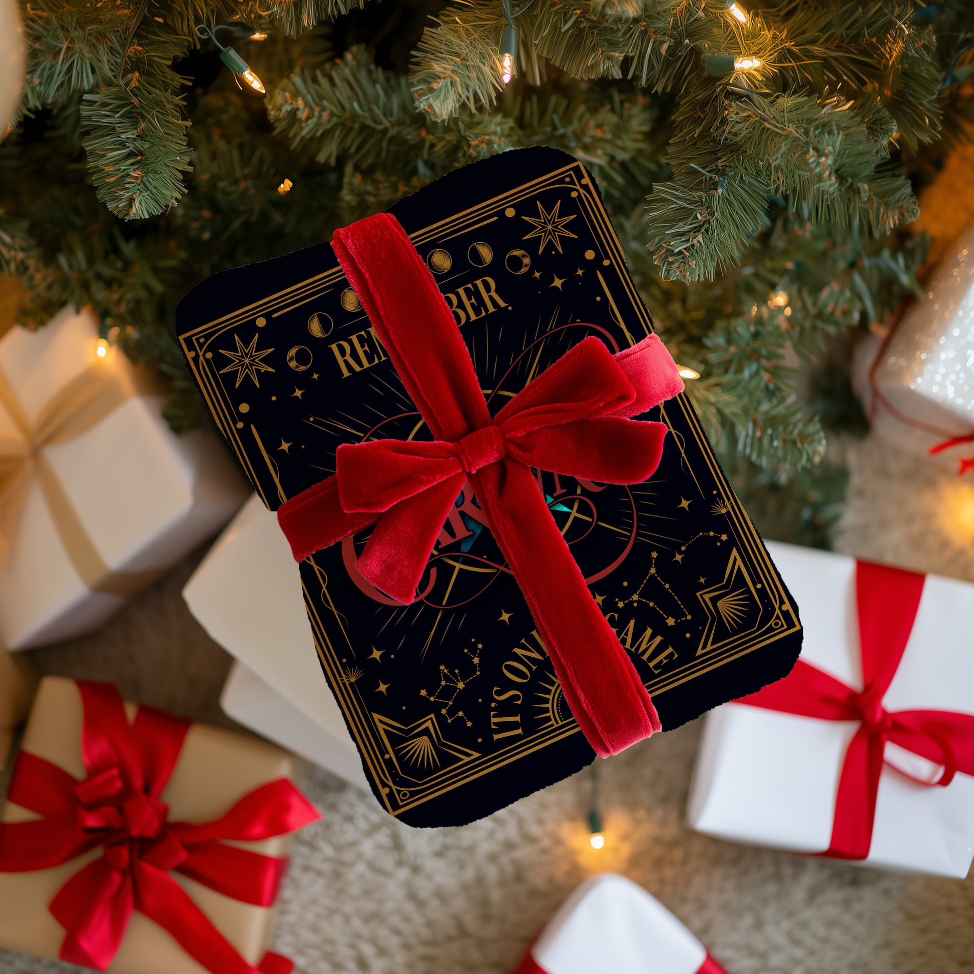 December Themed Gift Box with Red Ribbon Holiday Product