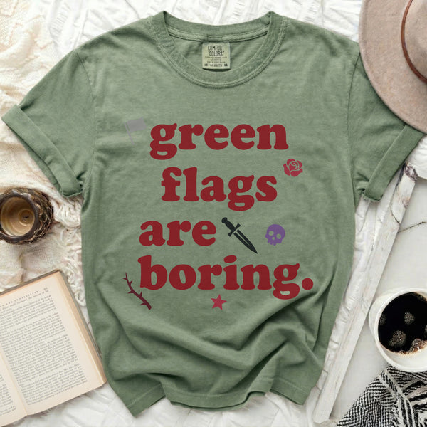 Green Flags Are Boring Tee in Moss