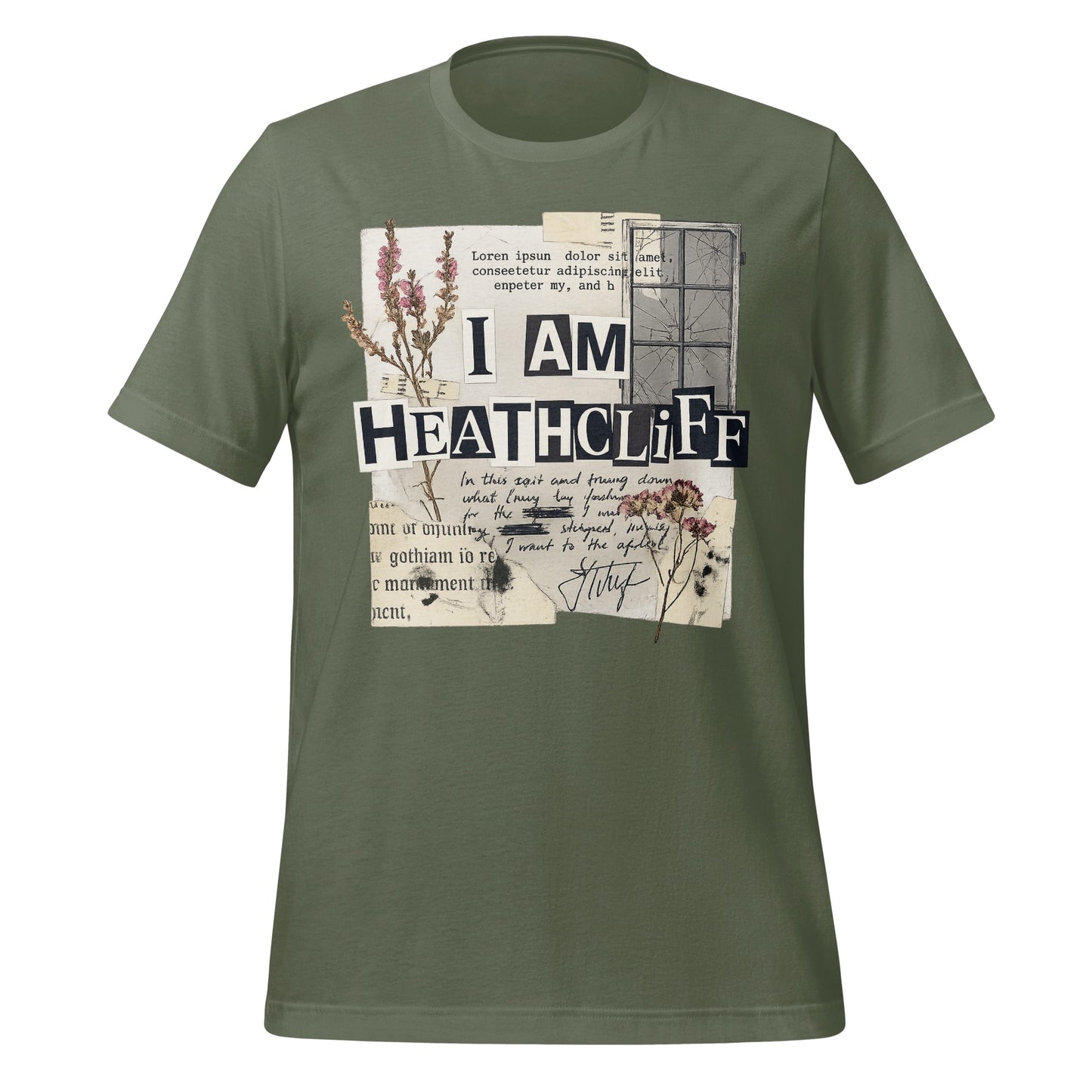 I Am Heathcliff Graphic Tee with Floral Design