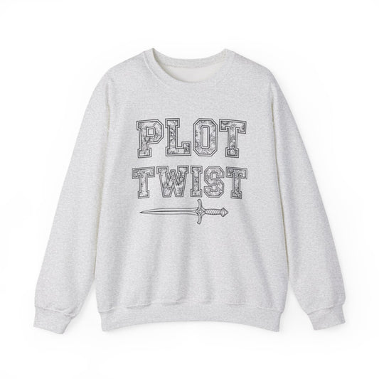 Plot Twist Graphic Sweatshirt with Sword Design