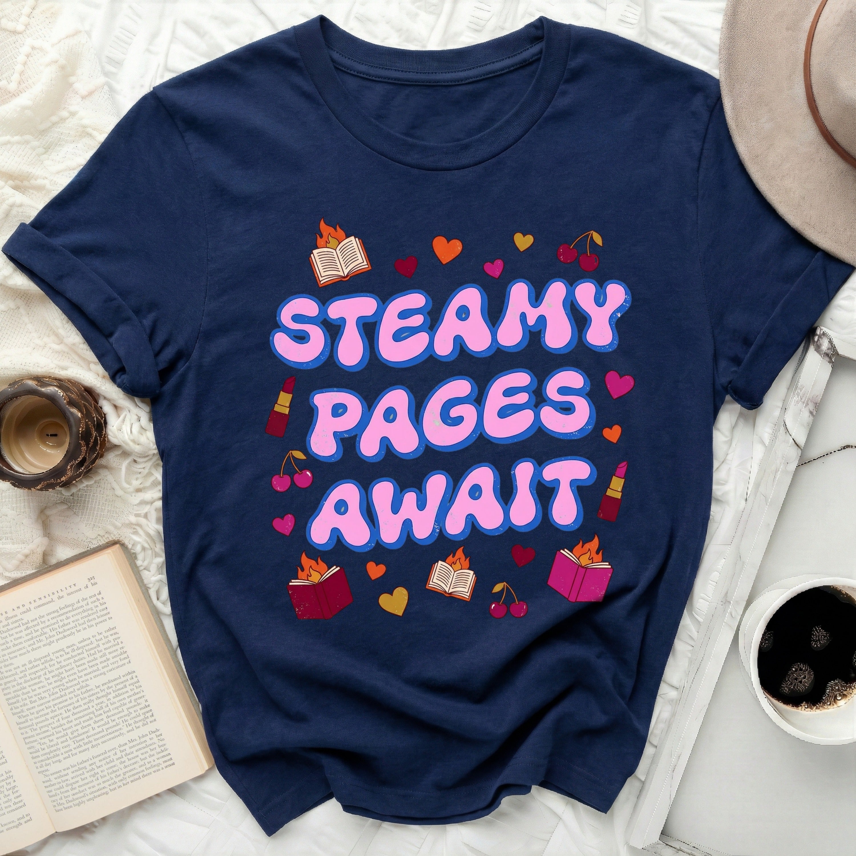 Steamy Pages Await Book Lover Graphic T Shirt product type