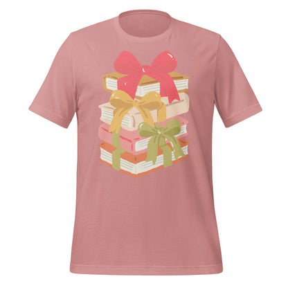 Stacked Books with Colorful Bows Design T-shirt