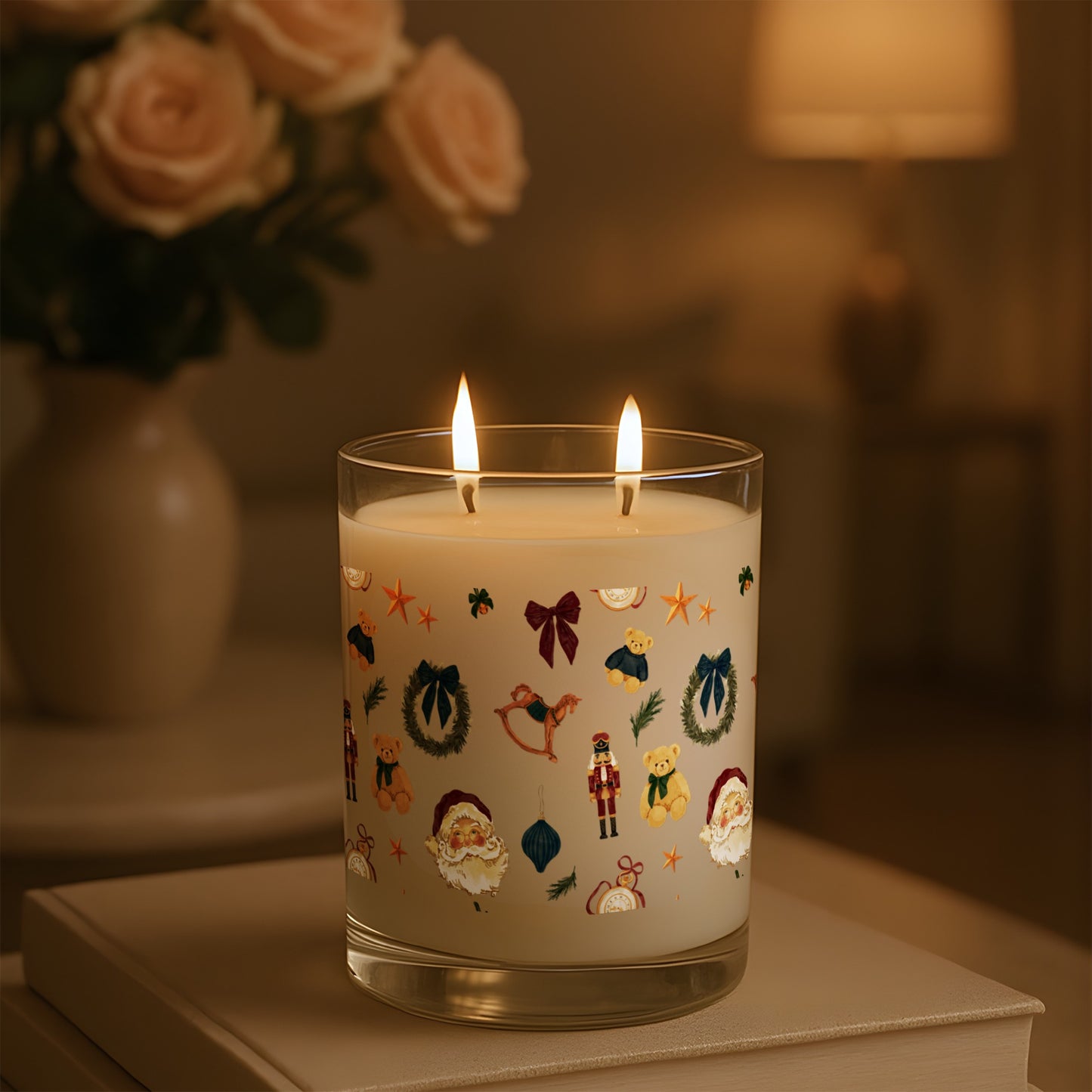 Festive Holiday Candle with Winter Themed Design