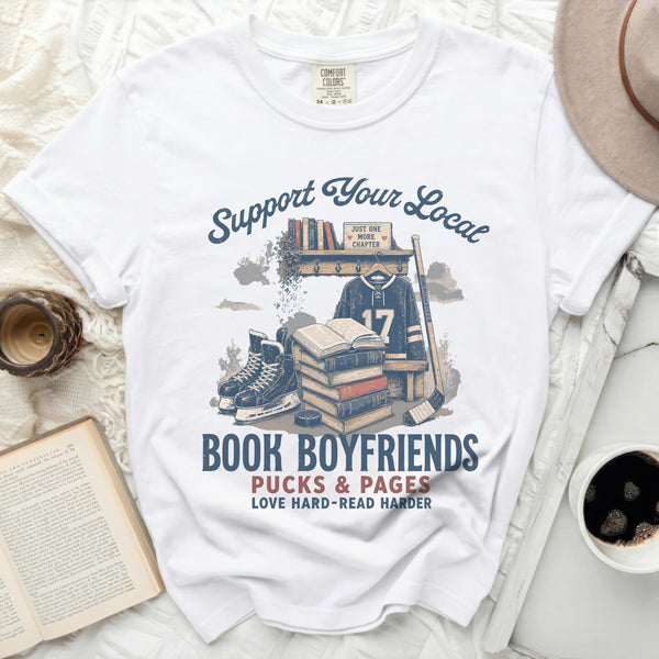 Local Book Boyfriends & Pucks Tee in White
