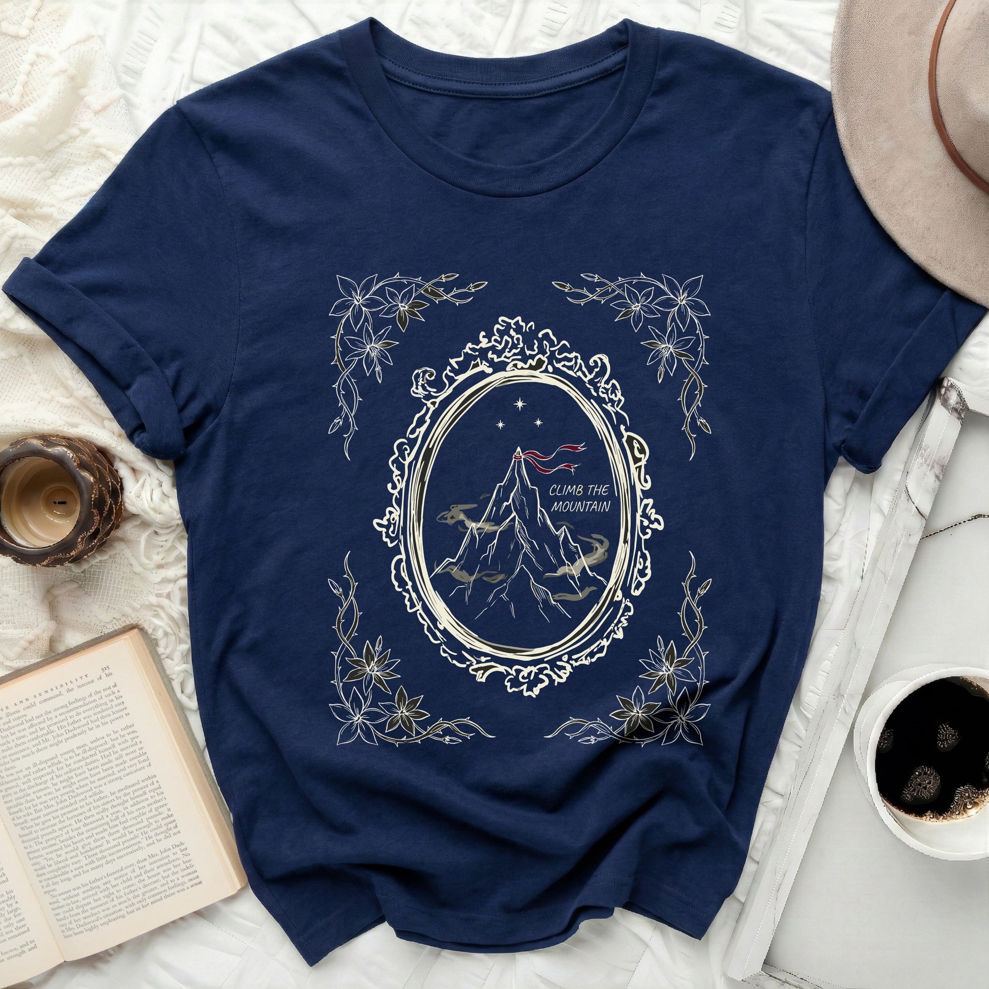 Blue Mountain Stars Oval Frame CLIMB THE MOUNTAIN t-shirt
T-Shirt
Graphic Tee
Mountain Design
Climb The Mountain
Inspirational Shirt
Adventure Tee
Navy Blue Shirt
Floral Frame Design
Stars Graphic
Peak Flag Design
Nature Theme
Outdoor Apparel
Unique Graphic Tee
Unisex T-Shirt
Casual Wear
Gift Idea Shirt
Explore Nature
Journey Theme
Aesthetic Shirt
Dark Blue Top