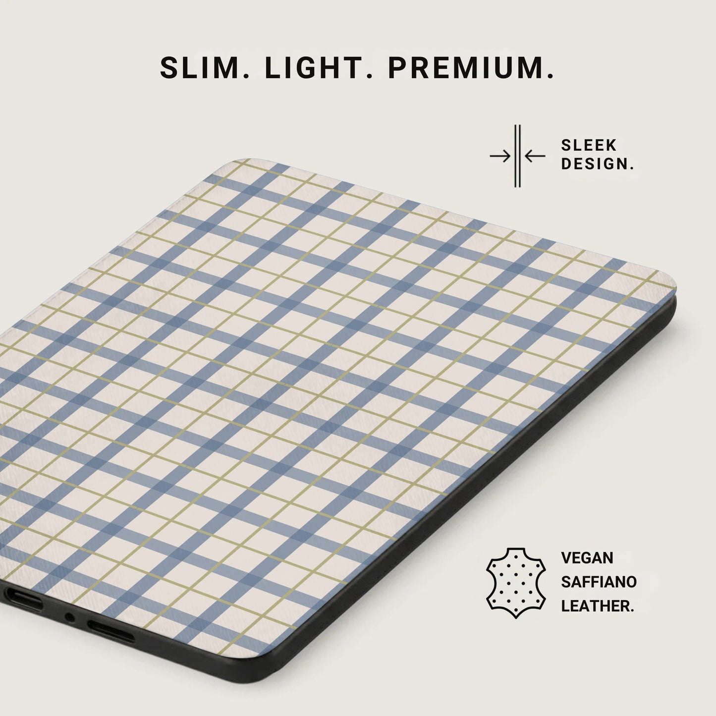 Premium Slim Light Vegan Saffiano Leather Tablet Product