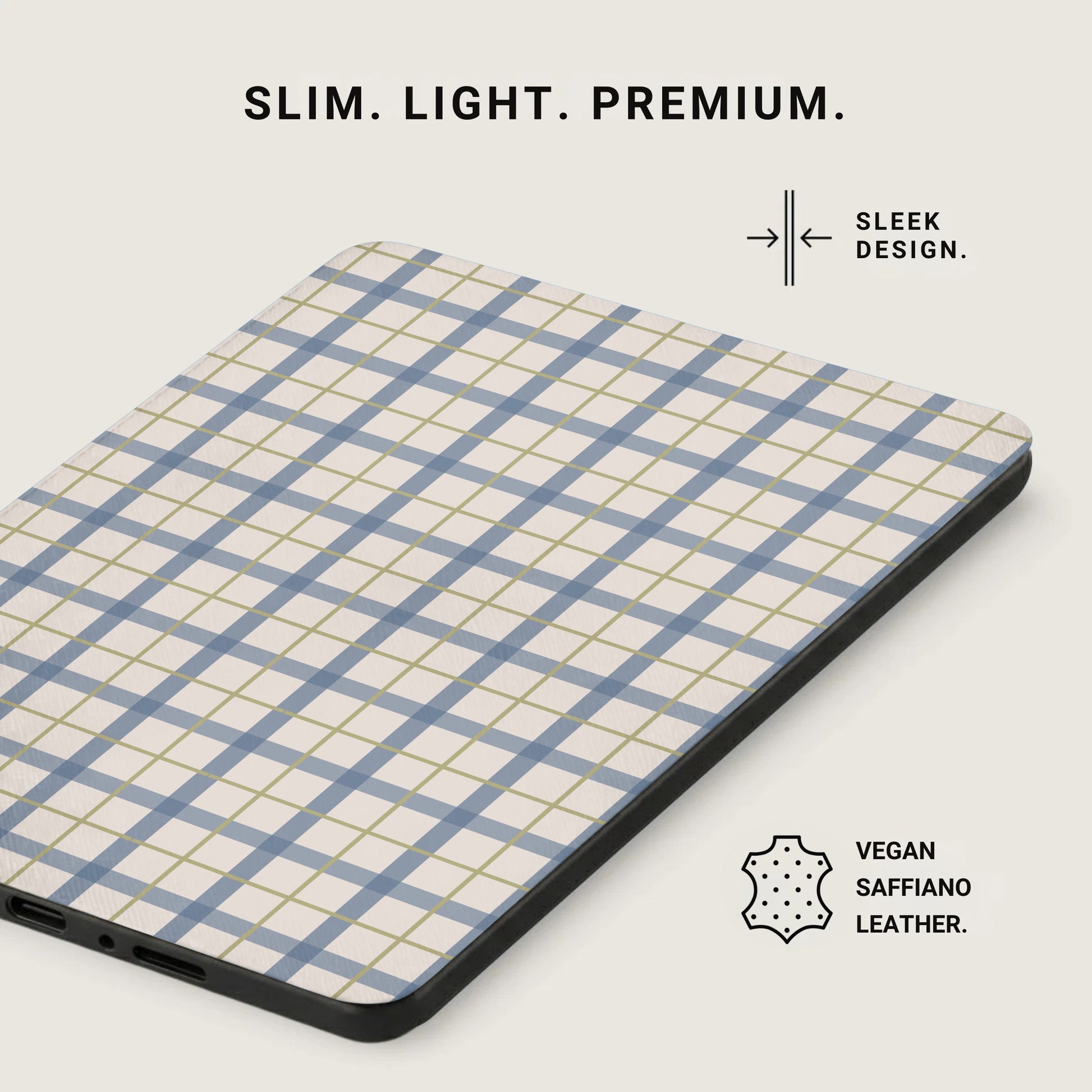 Premium Slim Light Vegan Saffiano Leather Tablet Product