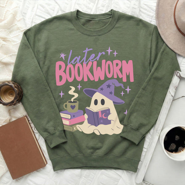Later Bookworm Sweatshirt in Military Green