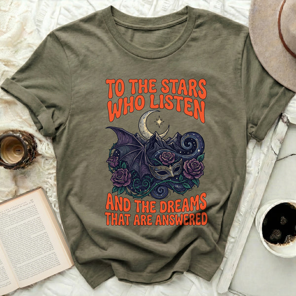ACOTAR Masquerade Rose Tee in Military Green