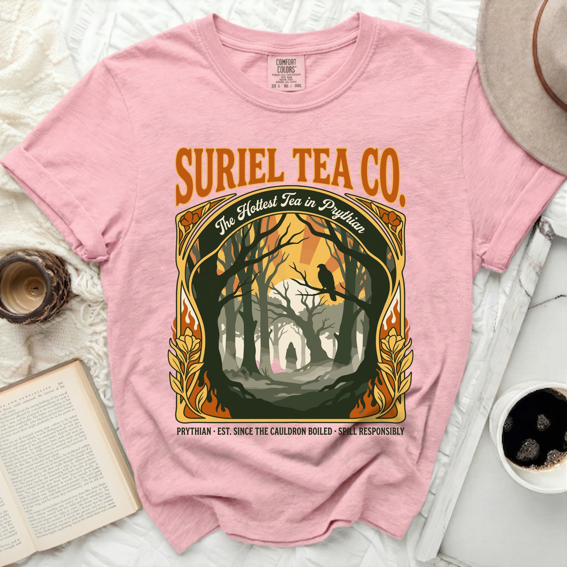 Suriel Tea Co. Prythian Est. Since the Cauldron Boiled t-shirt.