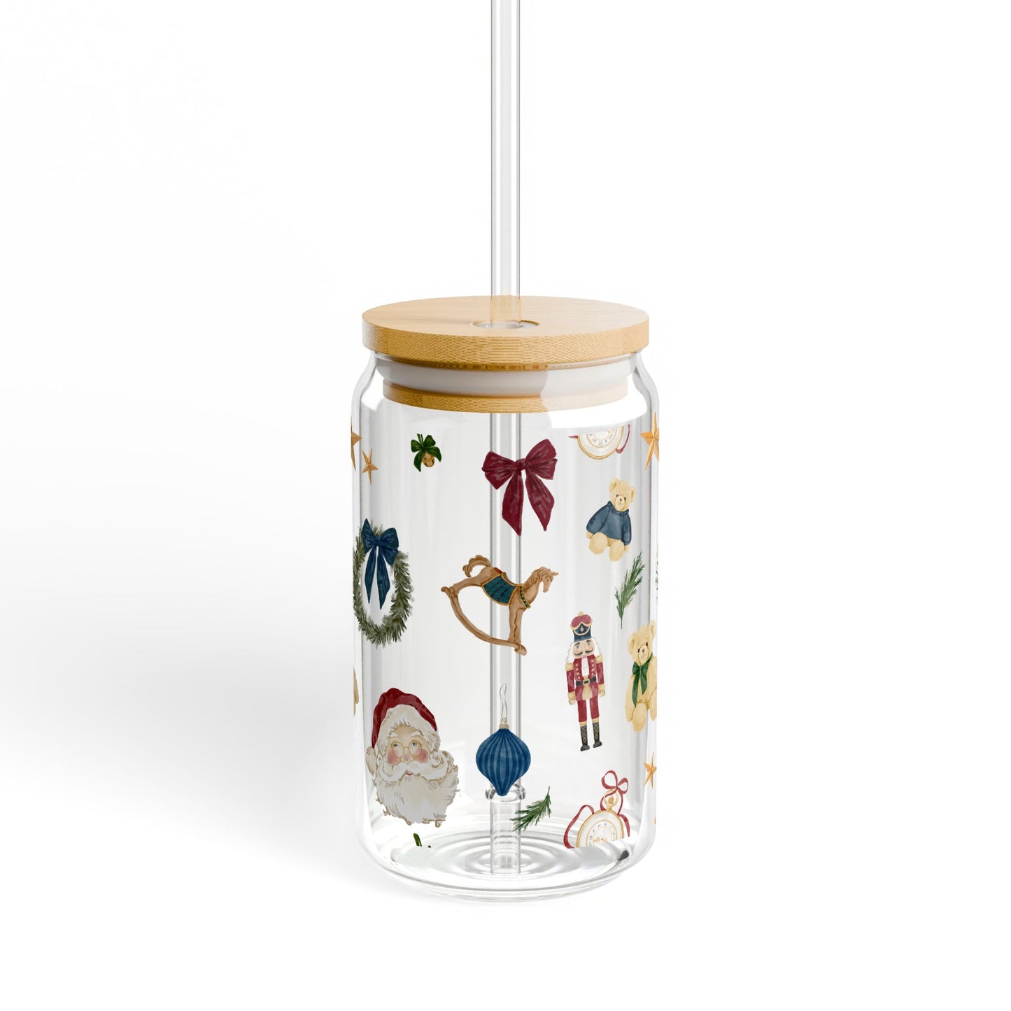 Festive Holiday Themed Tumbler with Straw