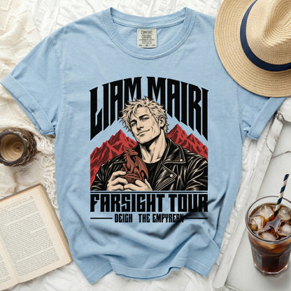 Light blue t-shirt with Liam Mairi and Farsight Tour graphic.