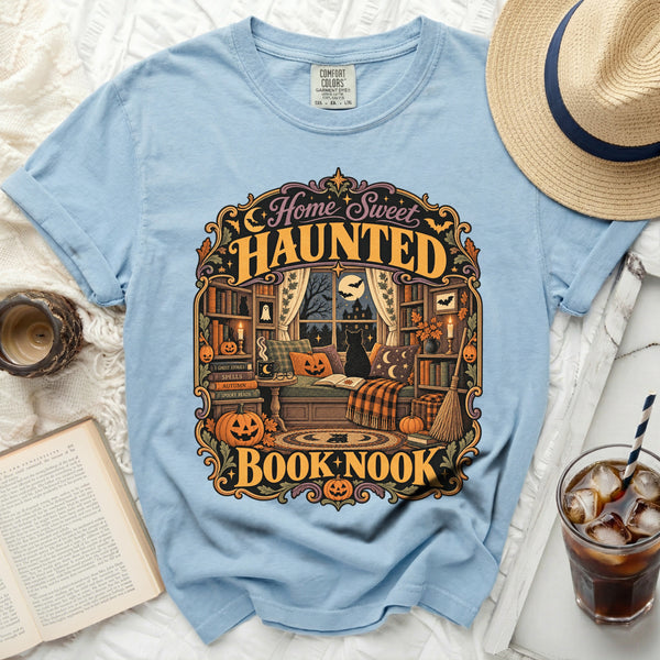 Haunted Book Nook Tee in Chambray