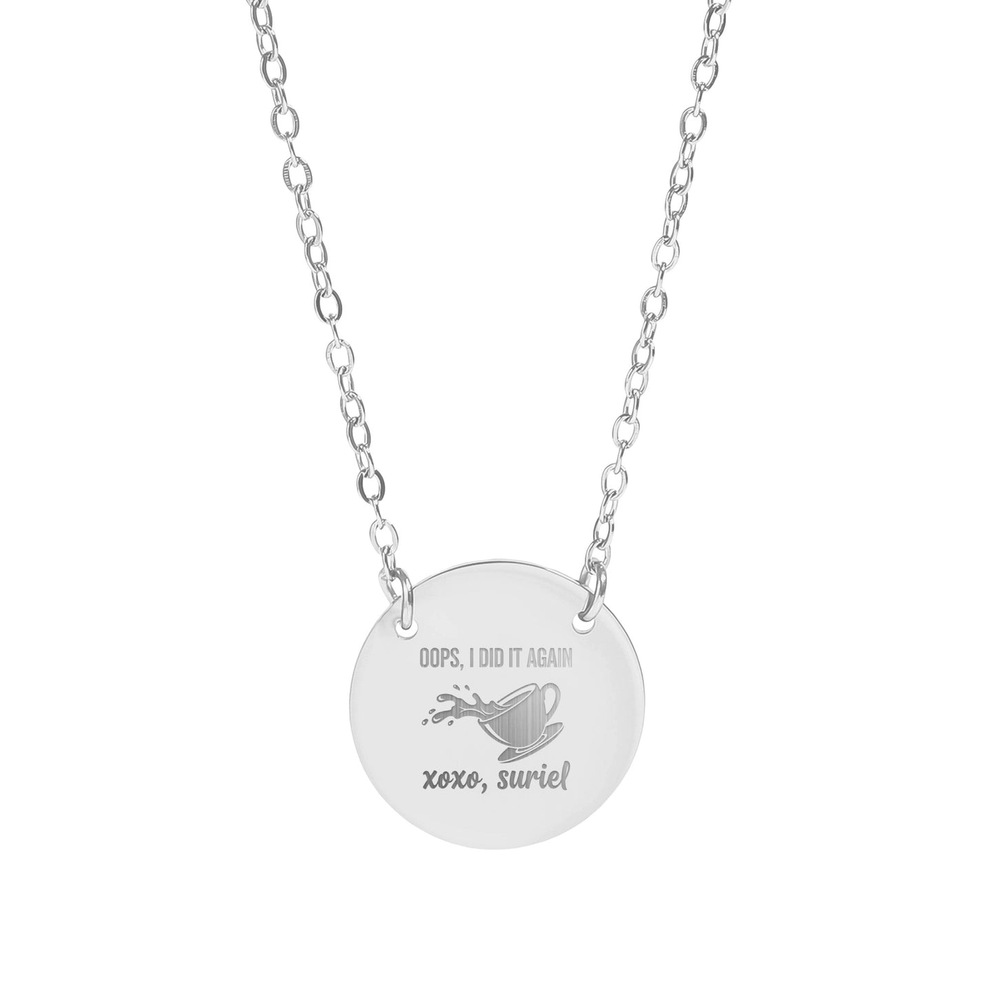 Unique Engraved Disk Necklace with Personalized Message