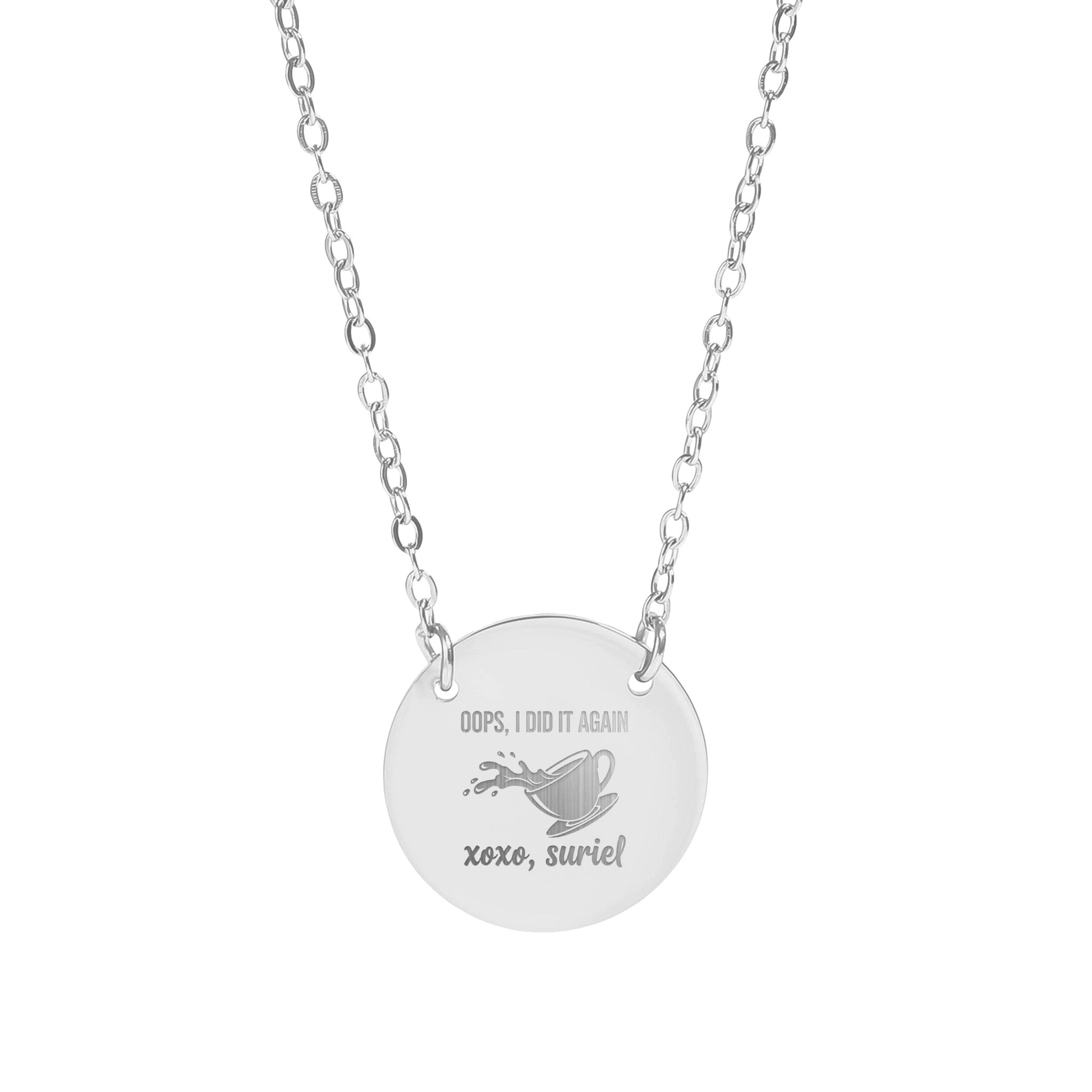 Unique Engraved Disk Necklace with Personalized Message