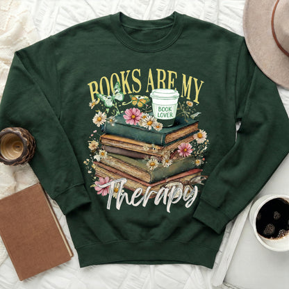 Books Are My Therapy Book Lover Sweatshirt
