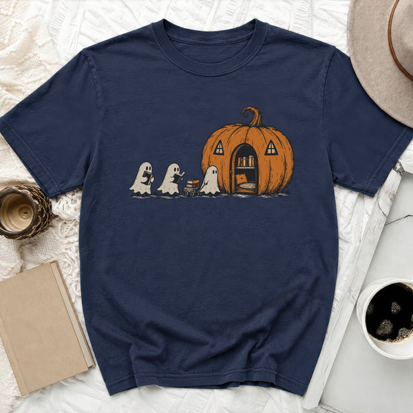 Pumpkin Library Ghost Tee in True Navy