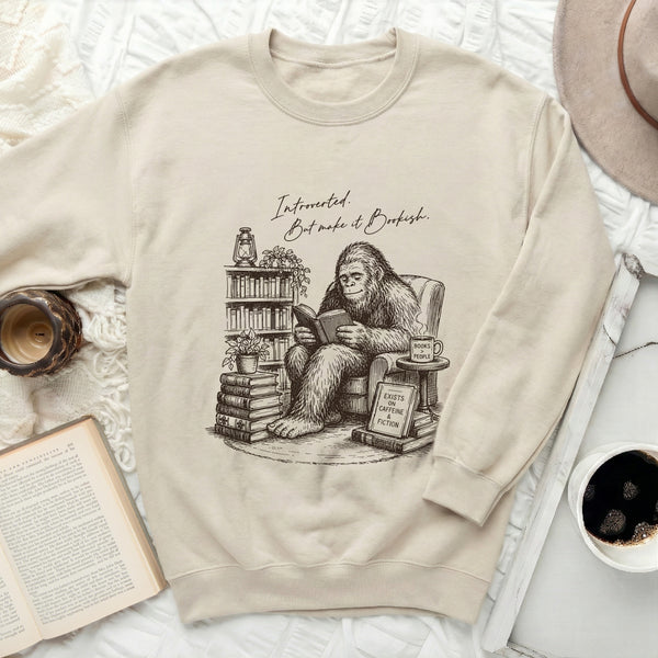 Introverted & Bookish Sweatshirt in Sand