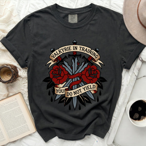 Valkyrie in Training Tattoo Style Tee in Black